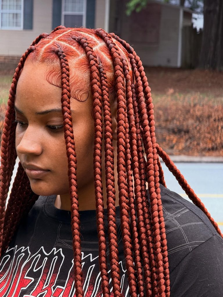 Jumbo knotless braids for a fall protective hairstyle