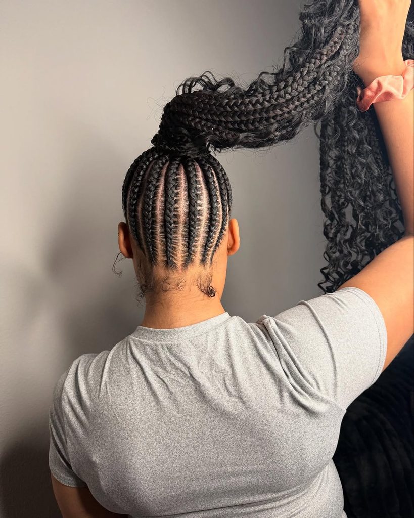 Sleek braided ponytail hairstyle for fall