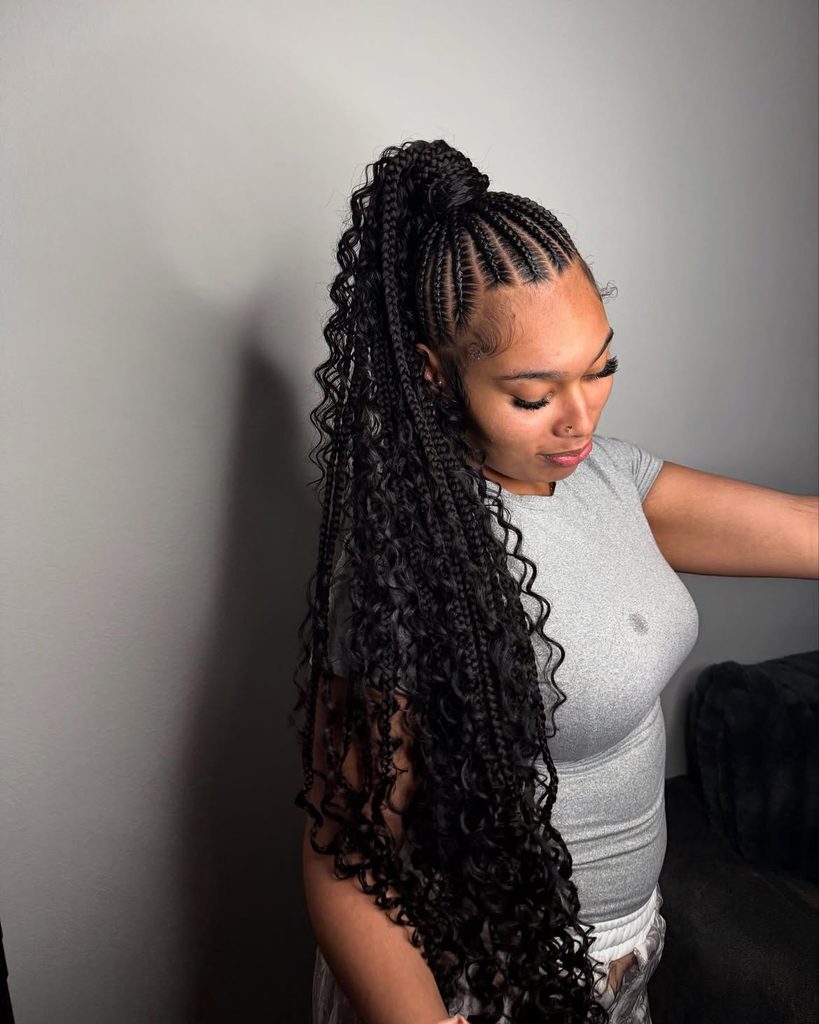 Sleek braided ponytail hairstyle for fall